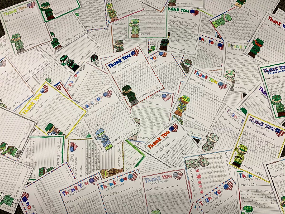 Mrs. Szoke 3rd Grade (@ses_3rd_szoke) on Twitter photo Our SES 3rd graders have been working hard on their letters for veterans. These special letters will be shared with the veterans who participate in the Veterans Day assembly tomorrow at WJHS.
#bulletpride #connectses
<a href="/SES_thirdgrade/">Sumar Sloman</a> <a href="/MrsCox_SES/">Mrs. Cox</a> <a href="/mrsheubner_ses/">Liz Heubner</a> Our SES 3rd graders have been working hard on their letters for veterans. These special letters will be shared with the veterans who participate in the Veterans Day assembly tomorrow at WJHS.
#bulletpride #connectses
<a href="/SES_thirdgrade/">Sumar Sloman</a> <a href="/MrsCox_SES/">Mrs. Cox</a> <a href="/mrsheubner_ses/">Liz Heubner</a>
