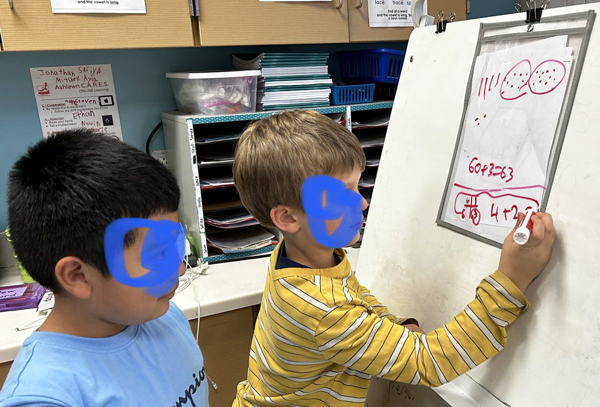 BoothbySuzanne's tweet photo. PBJ partner #thinkingboards bring it to math. Expanded thinking for everyone, turn taking, communication skills - esp for ELLs, taking on challenges we might be otherwise afraid of cheering for thinking boards and the smiles of success say it all @APSMath @APS_ESOL @Ashlawneagles https://t.co/xdUdgU6YrU