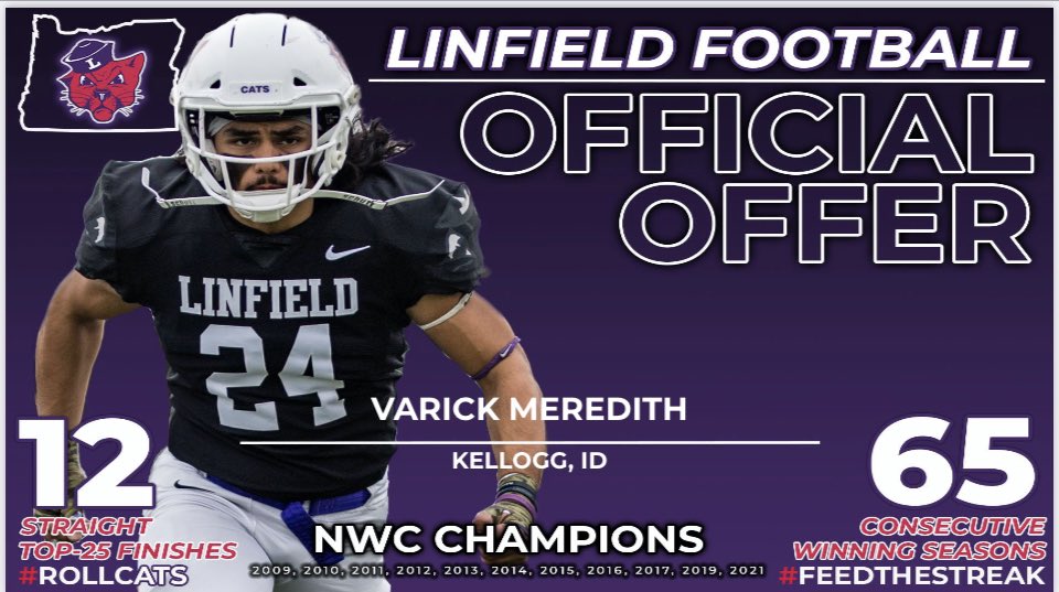 Blessed to receive an offer from <a href="/LinfieldFB/">Linfield Football</a>!