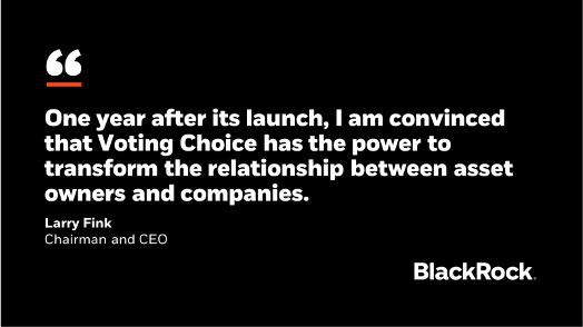 mikeeberhardt's tweet photo. BlackRock is committed to a future where every investor can participate in shareholder voting. Voting Choice is available to the majority of BlackRock’s institutional clients - and our hope is that one day, every investor, including... #OneBlackRock https://t.co/Cqy2bIVUWA https://t.co/Civ8VRcwg2