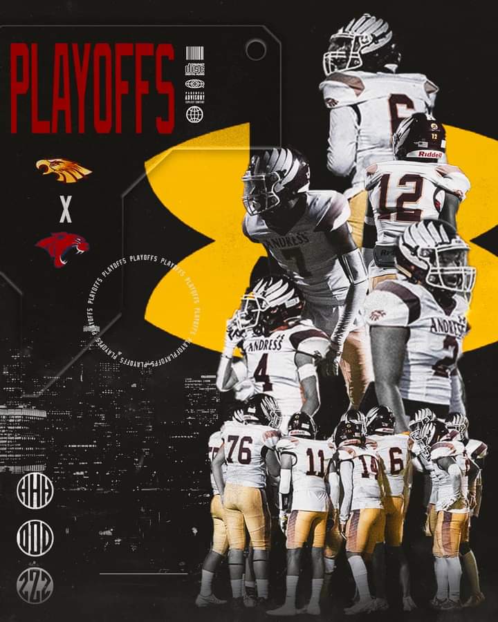 Let's Go Andress Golden Eagles, You Can Do It🦅🏈💪🏽

Play Smart 
Play Tough 
Play Together

#2022TXHSPlayoffFootball

<a href="/hdzmedia_/">HDZ Media</a>
<a href="/EliasDuncan04/">Elias Duncan</a> 
<a href="/anderson_malll/">malcolm anderson 3🌟</a> 
<a href="/SARAHDU12160097/">SARAH DUNCAN</a> 
<a href="/EagleAndress/">AndressGoldenEagleAthletics</a> 
<a href="/AndressFootball/">Andress High School Football</a>