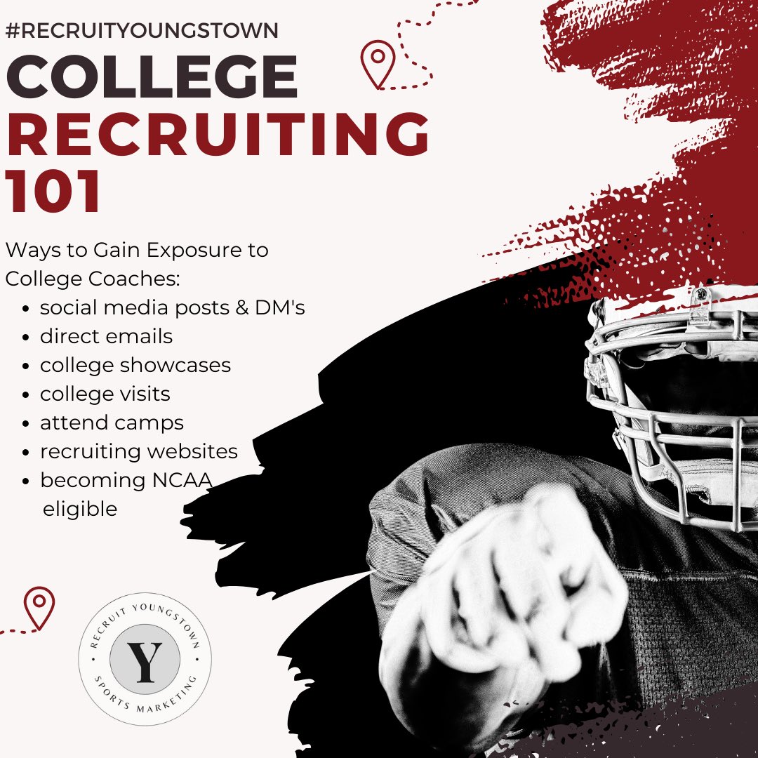 recruitYtown's tweet photo. Are you taking the right steps to gain exposure to college coaches? Don’t miss out on easy opportunities to share your talent and get exposure to get you to the NEXT LEVEL. 
#GetRecruited #HighSchoolAthletes #RecruitYoungstown #RecruitYTown https://t.co/yyOHrTlbgJ