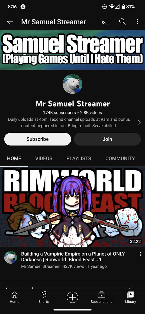 LucasGriffinDev's tweet photo. @YouTube Hilarious rimworld youtuber. Puts a lot of effort into editing for each episode. https://t.co/S1e4VgeMh6