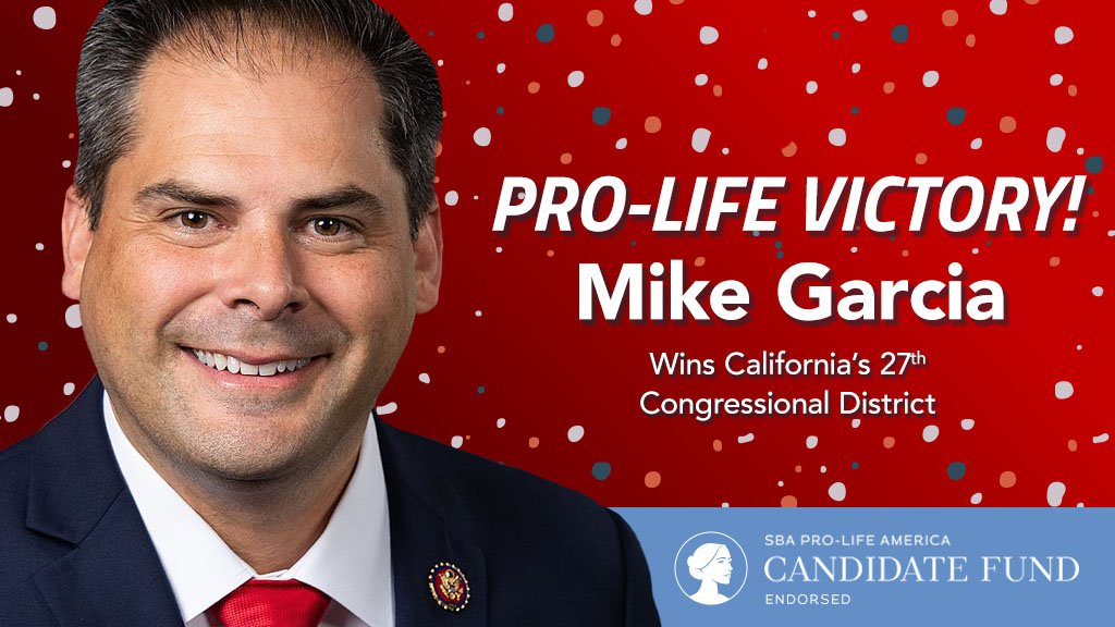sbaprolife's tweet photo. Congressman @ElectMikeGarcia defeats his pro-abortion opponent in #CA27! Congratulations on a hard-fought win! #ProLifeVictory #CApol #LifeWins22 https://t.co/bGmGLyli2o