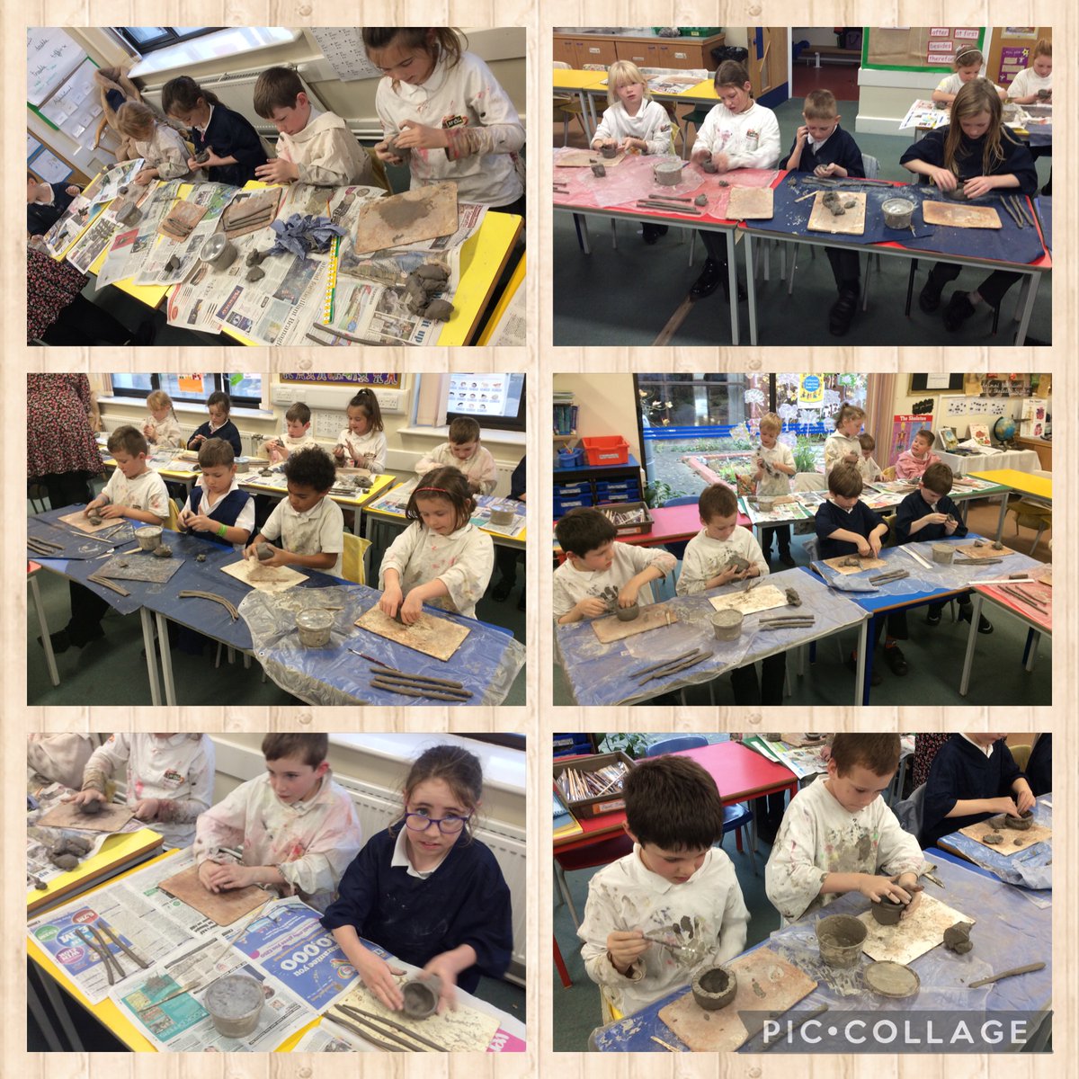 Y3Hunmanby's tweet photo. This afternoon we  used clay. We made coils, slip (a clay slurry) and a pinch pot. At the end of the lesson we combined these techniques to build our own beaker style pot. The children worked so hard! https://t.co/eDLM50PRKS