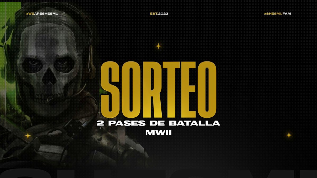 DeusGow's tweet photo. 🚨SORTEO DE LANZAMIENTO 🚨

2 PASES DE BATALLA PARA #Warzone2 y #MWII 🔥

Requisitos de Entrada👇:

-RT🔁  FAV❤
-Serguirme a mi!!
-Seguir a @_Shesmu 
-Etiquetar a 2 amigos

2 Ganadores el 16 de Noviembre!!Mucha Suerte!!👏 #WeAreShesmu 🦁 https://t.co/mkoww0N3jc
