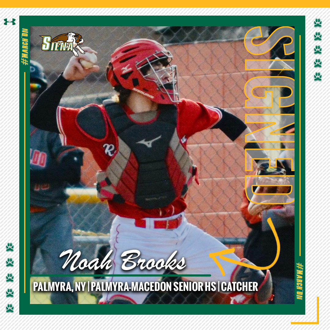 ✍️

We're excited to bring in a catcher with the addition of Noah Brooks! 🟢🟡🐶

#MarchOn | #SienaSaints