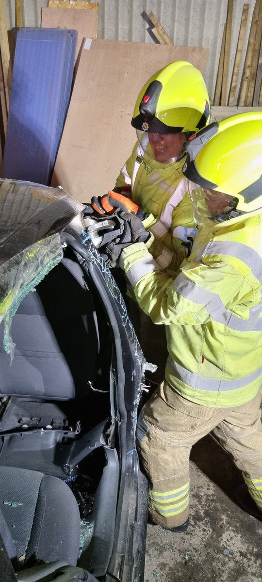 What did you get up to tonight? Our volunteers have been practicing RTC techniques with new RTC equipment that we've been sent for evaluation. #volunteer #volunteering #oncall #fire #rescue #RTC #firefighter #firerescue