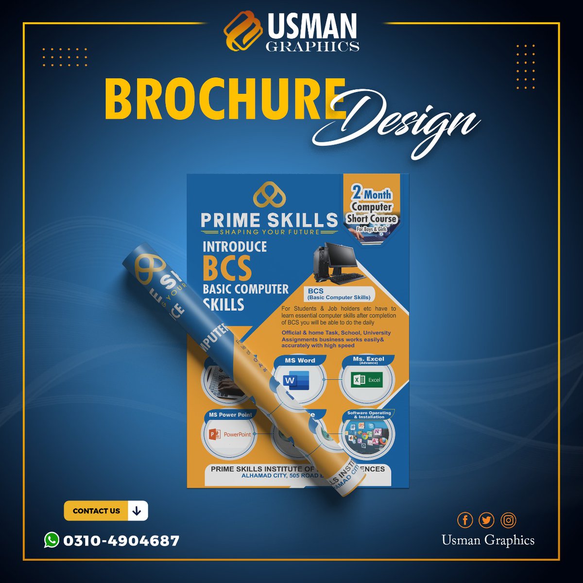 Usmangraphics42's tweet image. Broucher design for Client
#broucher #brocher #Flyers #events #socialmedia #Instagram #post #LogoDesign #foryoupage #TrendingNow 
For order 
+923104904687