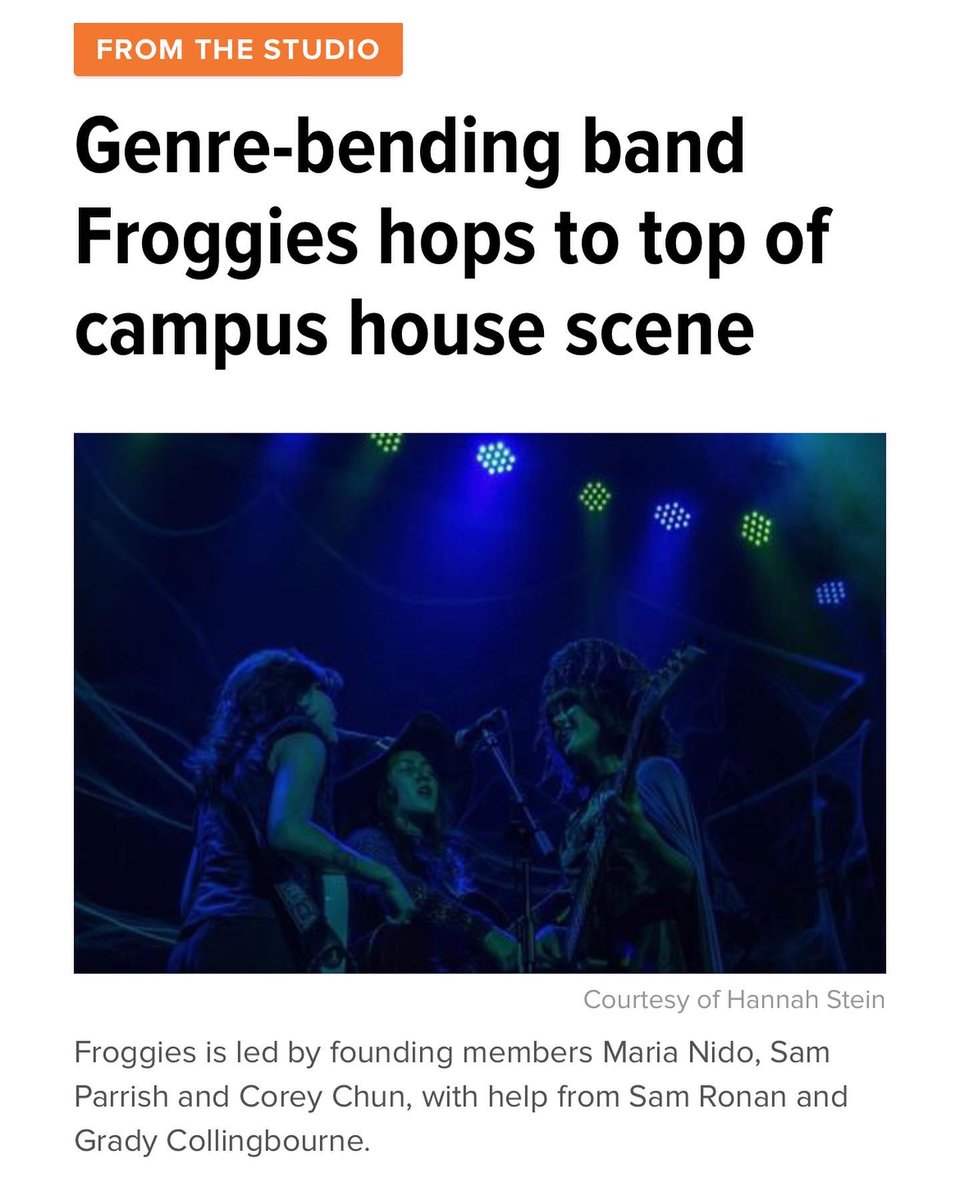bandierprogram's tweet photo. #bandierstudentsatwork Juniors, Sam Parrish, Maria Nido, and Corey Chun, are the leading ladies of Froggies! They were also featured in The Daily Orange on their experience starting the band and their success in the live music scene here in Syracuse! 🐸 https://t.co/L032QU19Y9