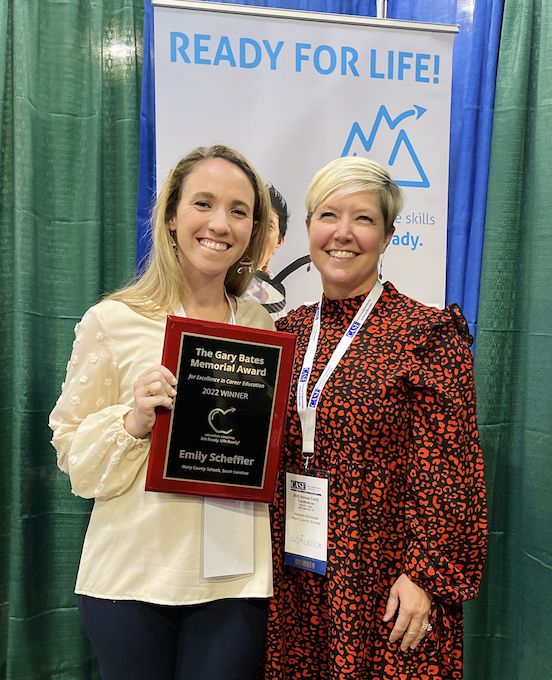 Education_Assoc's tweet photo. We proudly presented Emily Scheffler of @HCSInfo the 2nd Annual Gary Bates Award at the @casecec Conference! She was chosen for her great work with Project Discovery. She's pictured with Horry Co SPED Director @keepsmiling913 &amp; Education Associates CEO Tim Hagan. Congrats Emily! https://t.co/0cCf8gxz63