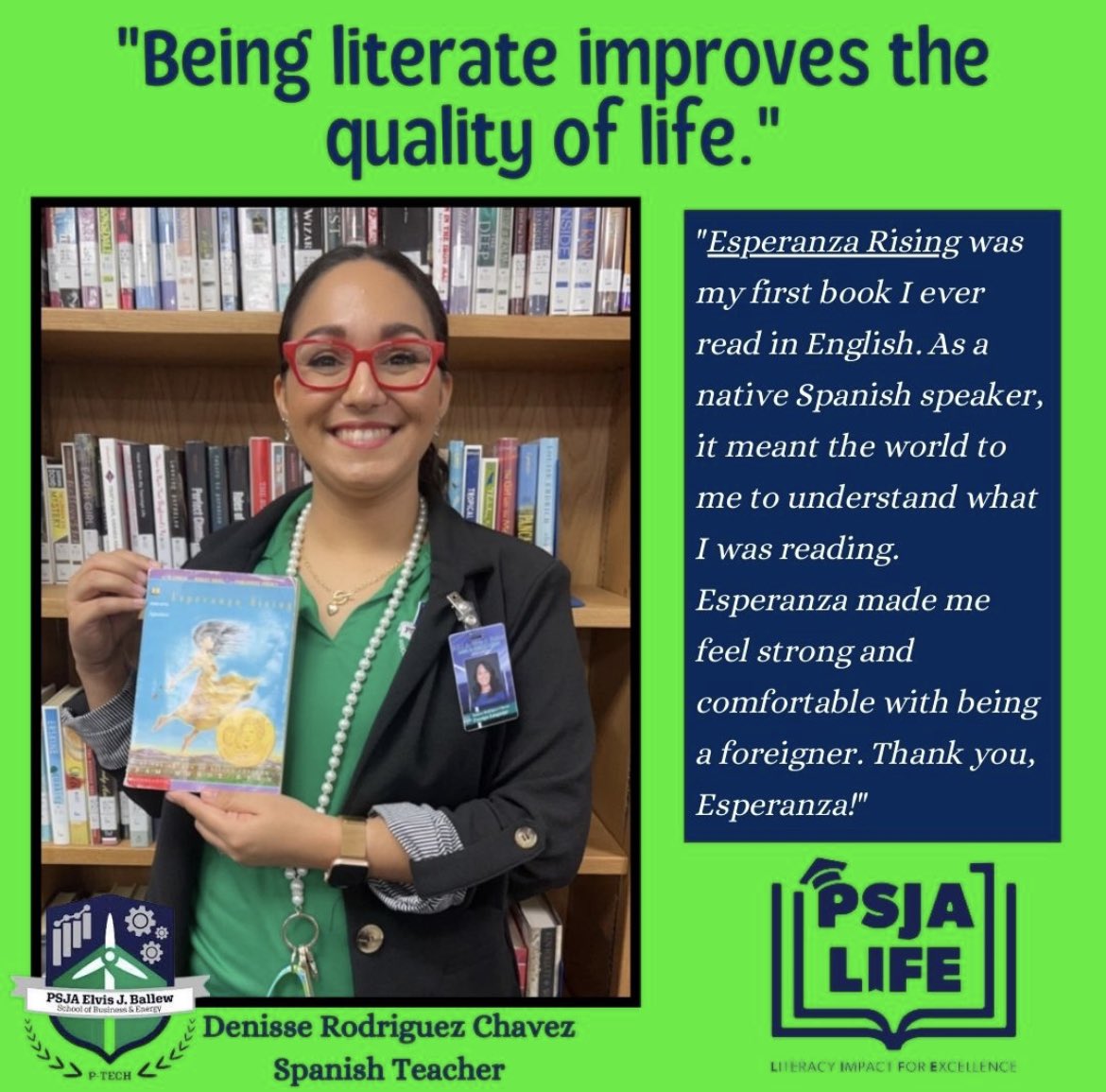 2 staff members. 2 different Esperanzas. One powerful message - literacy improves the quality of life! <a href="/DrRudyTrevino/">Dr. Rudy Treviño</a> @DrLindaUribe <a href="/PSJAISD/">PSJA ISD</a> <a href="/PSJAReads/">PSJA Library Services</a> #PSJALIFE #LeadByExample