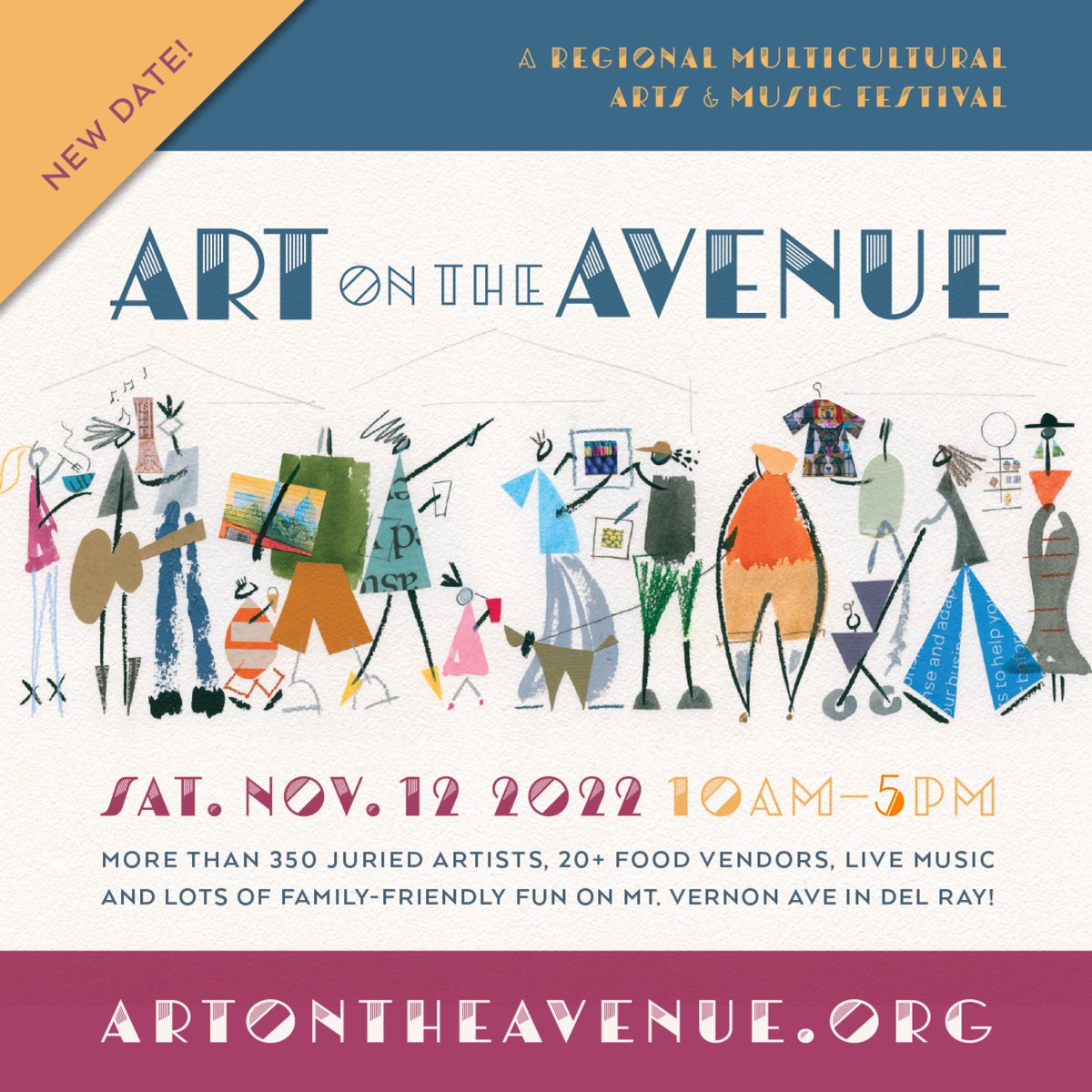350+ artists, four stages of live music, food, kids' activities, and more.  Art on the Avenue (finally!) returns THIS SATURDAY, Nov. 12, from 10am to 5pm in the heart of Del Ray.  artontheavenue.org