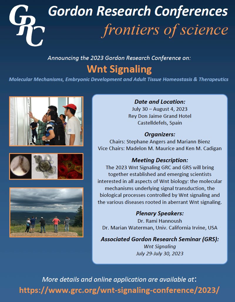 Stephane Angers (@stephangers) on Twitter photo Registration is now open! The 2023 GRC on Wnt signaling is scheduled for July 30 - August 4, 2023 at Rey Don Jaime Grand Hotel, Castelldefels, Spain. The associated GRS is scheduled for July 29 - July 30 at the same location. <a href="/TalksWnt/">WntTalks : https://wnttalks.wordpress.com/</a> <a href="/GordonConf/">Gordon Research Conferences</a> grc.org/wnt-signaling-… Registration is now open! The 2023 GRC on Wnt signaling is scheduled for July 30 - August 4, 2023 at Rey Don Jaime Grand Hotel, Castelldefels, Spain. The associated GRS is scheduled for July 29 - July 30 at the same location. <a href="/TalksWnt/">WntTalks : https://wnttalks.wordpress.com/</a> <a href="/GordonConf/">Gordon Research Conferences</a> grc.org/wnt-signaling-…