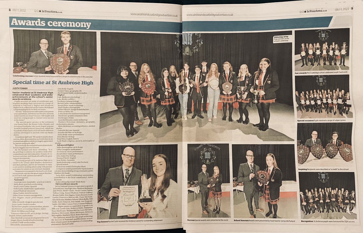 Celebrating Success in this weeks Coatbridge and Airdrie advertiser! Well done 👏