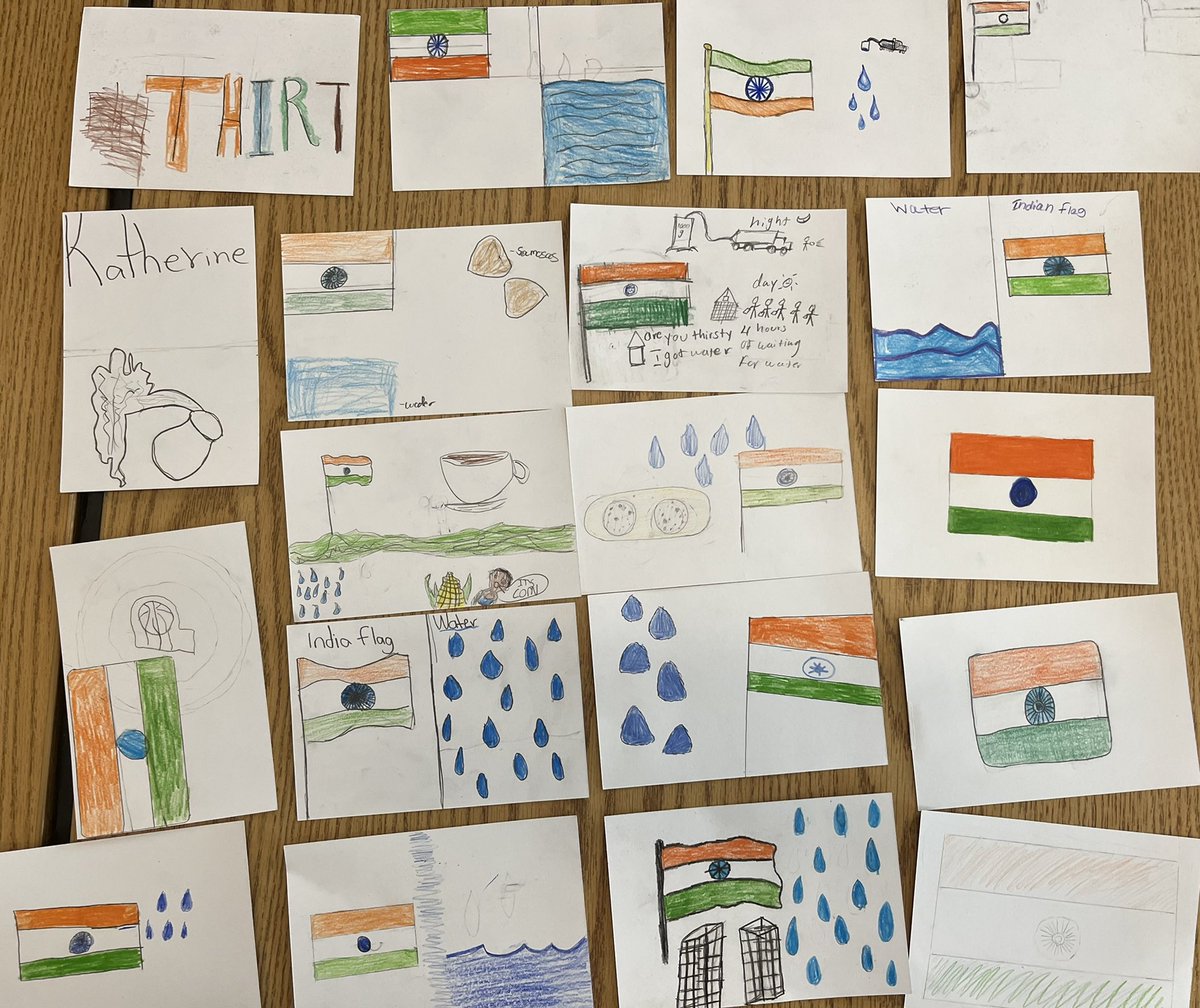 My 7th graders at <a href="/SouthportMiddle/">Southport Middle</a> wrote postcards about <a href="/varshabajaj/">Varsha bajaj</a>’s Thirst. We are sending them to Australia, Canada and across the US. #GRAThirst #LoveBeingACardinal