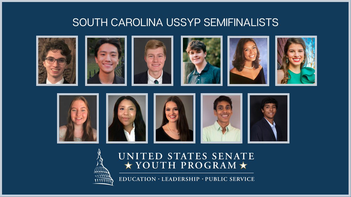 EducationSC's tweet photo. Congratulations to this year’s U.S. Senate Youth Program scholarship state semifinalists! Two delegates from this great group of South Carolina students will be selected to attend USSYP Washington Week in March. Learn more about the program: https://t.co/XSj11iEras https://t.co/5Z8QV3DElB