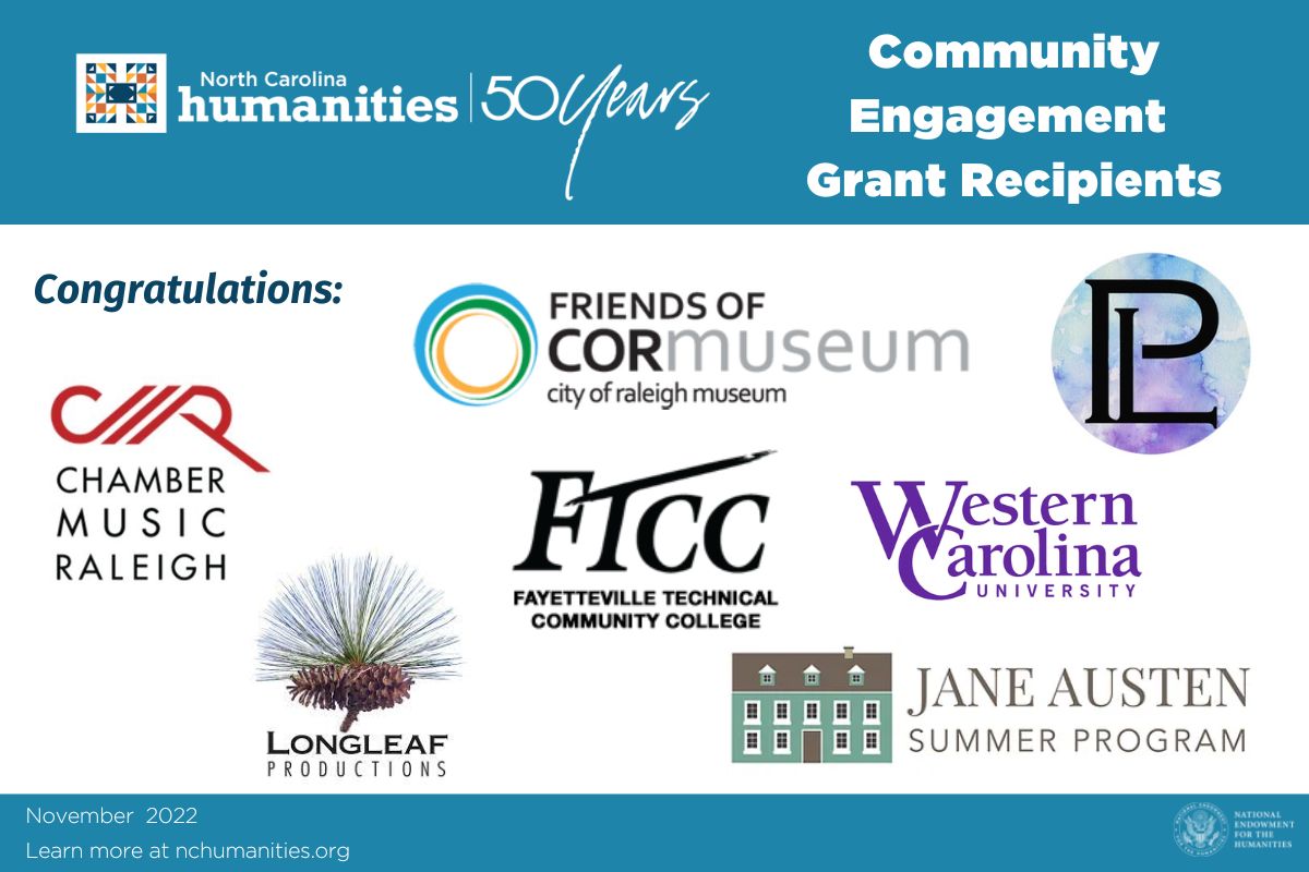 NCHumanities's tweet photo. #NCHumanities has awarded a total of $24,464 in Community Engagement Grants to support humanities projects in local communities! Read more at: https://t.co/IjMw4wtcES 🎉Congrats: @musicraleigh  @FAYTECHCC @CORMuseumFriend @jaustensummer @LongleafDocs @WCU _ @NEHgov https://t.co/FiblFX7v7q