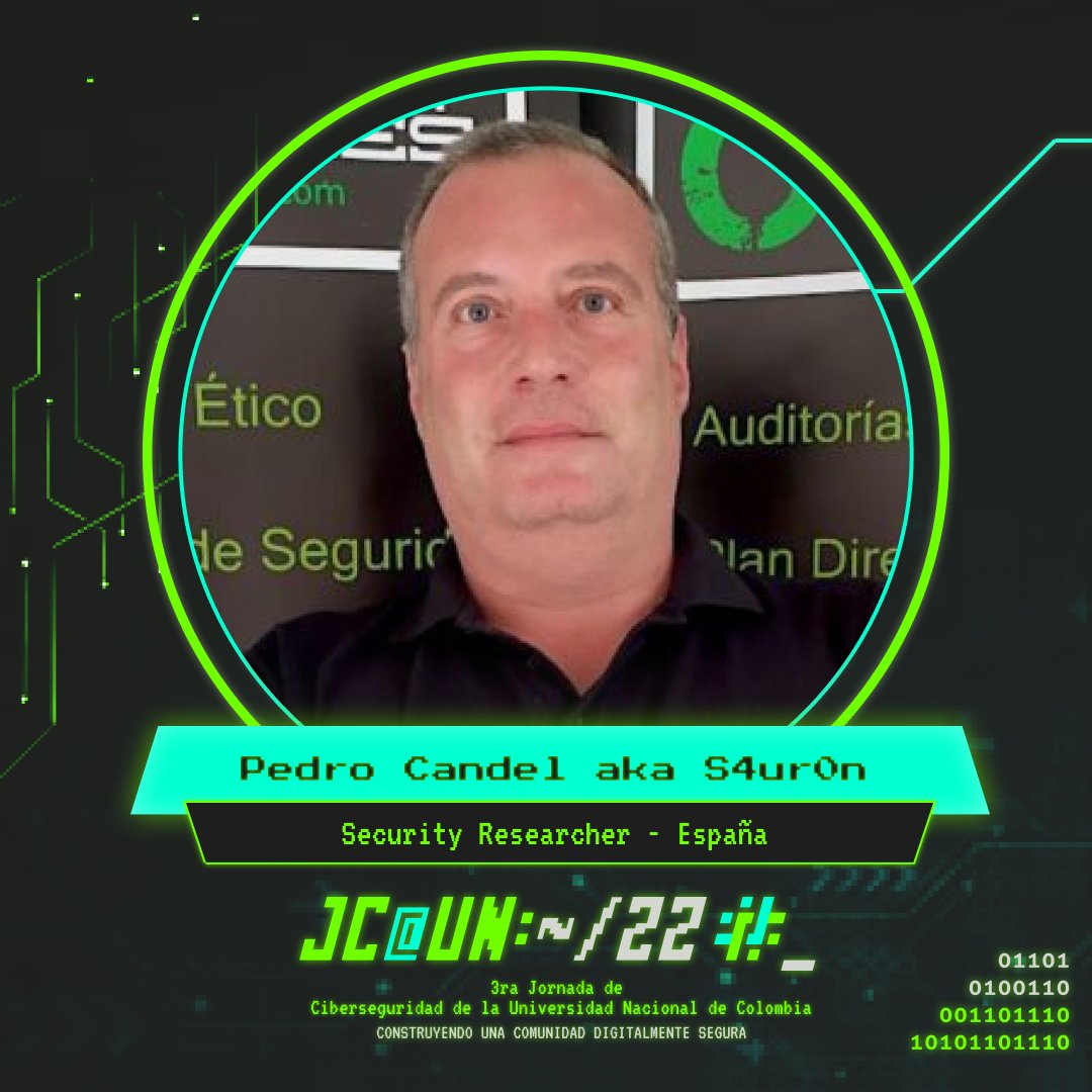 uqbarUN's tweet image. Nuestro segundo ponente viene desde España. Seguro que muchos conocen a @NN2ed_s4ur0n que nos hablará sobre hacking en sistemas de aviación, toda una pasada...

No te pierdas su charla en el #JCUN2022 

#Cibersecurity #Ciberseguridad