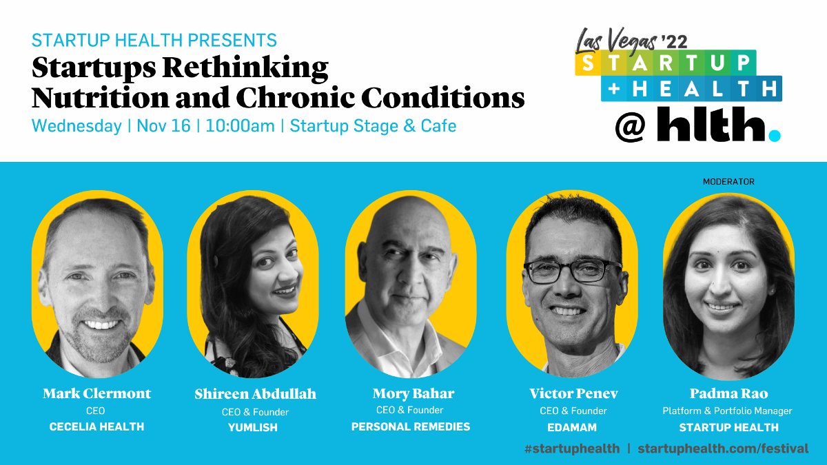 Mory Bahar (@morybahar) on Twitter photo Join me at the #Nutrition & Chronic Conditions panel at <a href="/HLTHEVENT/">HLTH</a> 2022 and fellow <a href="/startuphealth/">StartUp Health</a> colleagues. Learn how <a href="/PersonalRem/">Personal Remedies</a> we help patients manage or reverse their multiple #chronicillness via best #food choices.
#hlth2022 #startuphealth #foodismedicine #healthtech Join me at the #Nutrition & Chronic Conditions panel at <a href="/HLTHEVENT/">HLTH</a> 2022 and fellow <a href="/startuphealth/">StartUp Health</a> colleagues. Learn how <a href="/PersonalRem/">Personal Remedies</a> we help patients manage or reverse their multiple #chronicillness via best #food choices.
#hlth2022 #startuphealth #foodismedicine #healthtech