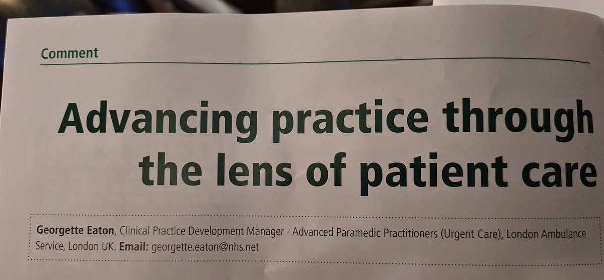 Dr Gregory Whitley (@gregwhitley7) on Twitter photo Great comment in JPP by <a href="/georgette_eaton/">Georgette Eaton</a> about advanced paramedic practice 👍 👏 Great comment in JPP by <a href="/georgette_eaton/">Georgette Eaton</a> about advanced paramedic practice 👍 👏