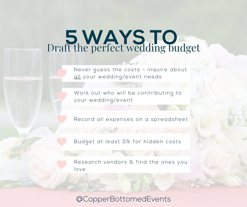 Copperbottomed1's tweet photo. Your wedding/event budget- Sit down and have an honest discussion, work within your means.  Be clear about what your priorities are and what’s most important to you! 
#eventplannerbudget #Celebrate #budget #budgeting #money #savingmoney #budgetingtips  #budgetplanner #reality https://t.co/nLacZDvoY4