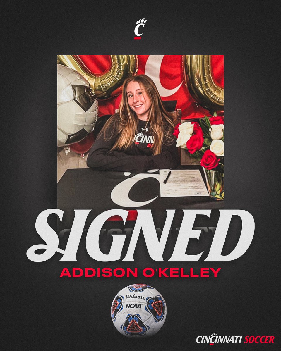 GoBearcatsWSOC's tweet photo. From the Lone Star State to the Queen City 👑

Welcome to the family, Addison O'Kelley!

#Bearcats | #WePlayFor3 https://t.co/A059qpTZVm