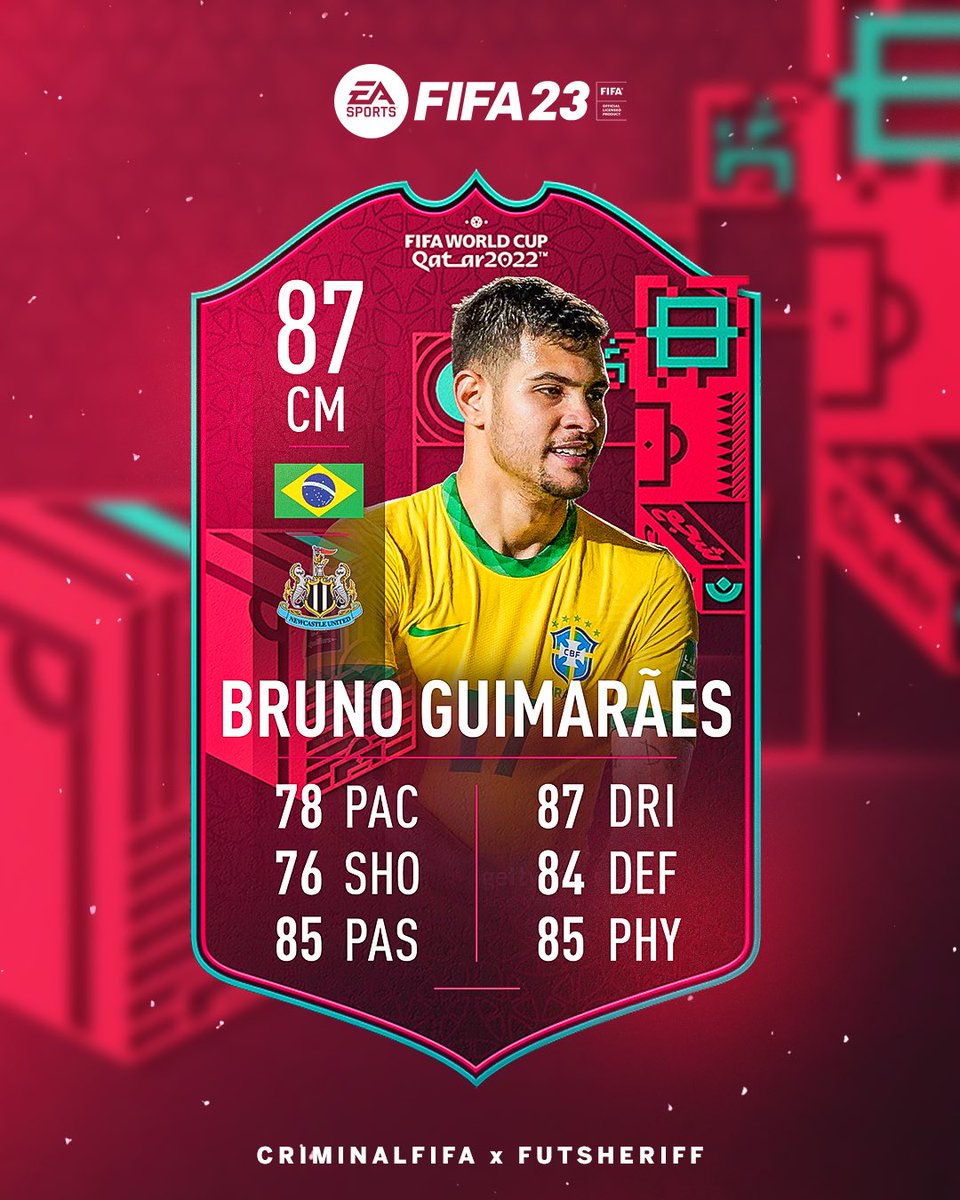 🚨Bruno Guimaraes🇧🇷 is coming as PATH TO GLORY🔥

Can be a really insane card🔥

Make sure to follow <a href="/FutSheriff/">Fut Sheriff</a> and <a href="/Criminal__x/">Sahil</a> 

#FIFA23