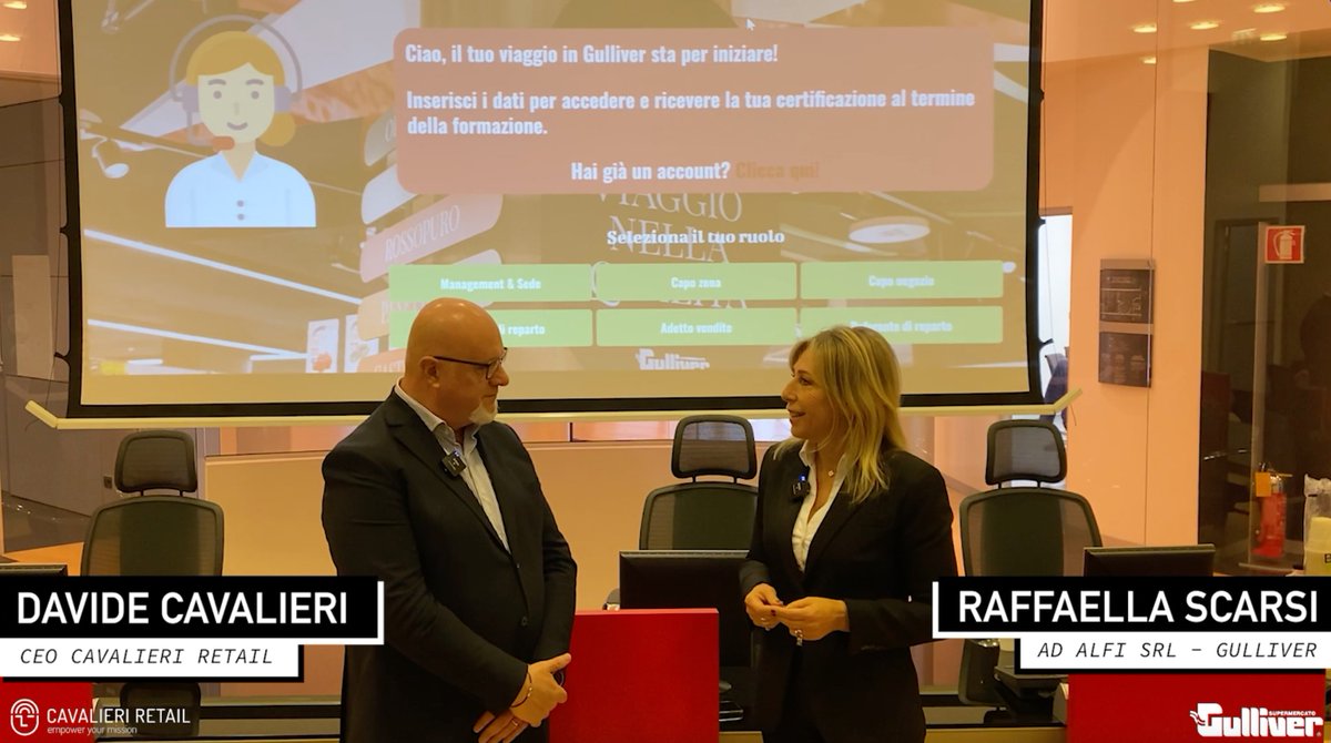 Cavalieri Retail (@cavalieriretail) on Twitter photo Un #cliente sempre più informato ha bisogno di personale specializzato e capace di soddisfare i suoi desideri. Da qui nasce la nostra idea di #Academy.
<a href="/Cavalieri_D_/">Davide Cavalieri</a> ha approfondito il tema della formazione con Raffaella Scarsi, AD Supermercati Gulliver
youtube.com/watch?v=D_zKoN… Un #cliente sempre più informato ha bisogno di personale specializzato e capace di soddisfare i suoi desideri. Da qui nasce la nostra idea di #Academy.
<a href="/Cavalieri_D_/">Davide Cavalieri</a> ha approfondito il tema della formazione con Raffaella Scarsi, AD Supermercati Gulliver
youtube.com/watch?v=D_zKoN…