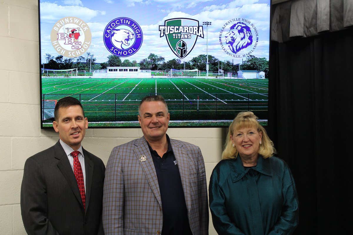 Excited to announce that Frederick County will use grant funds to install turf fields this summer at Brunswick, Catoctin, Tuscarora and Walkersville High Schools! A portion of the grant will also go toward the completion of Thurmont Elementary School's limited renovation project.