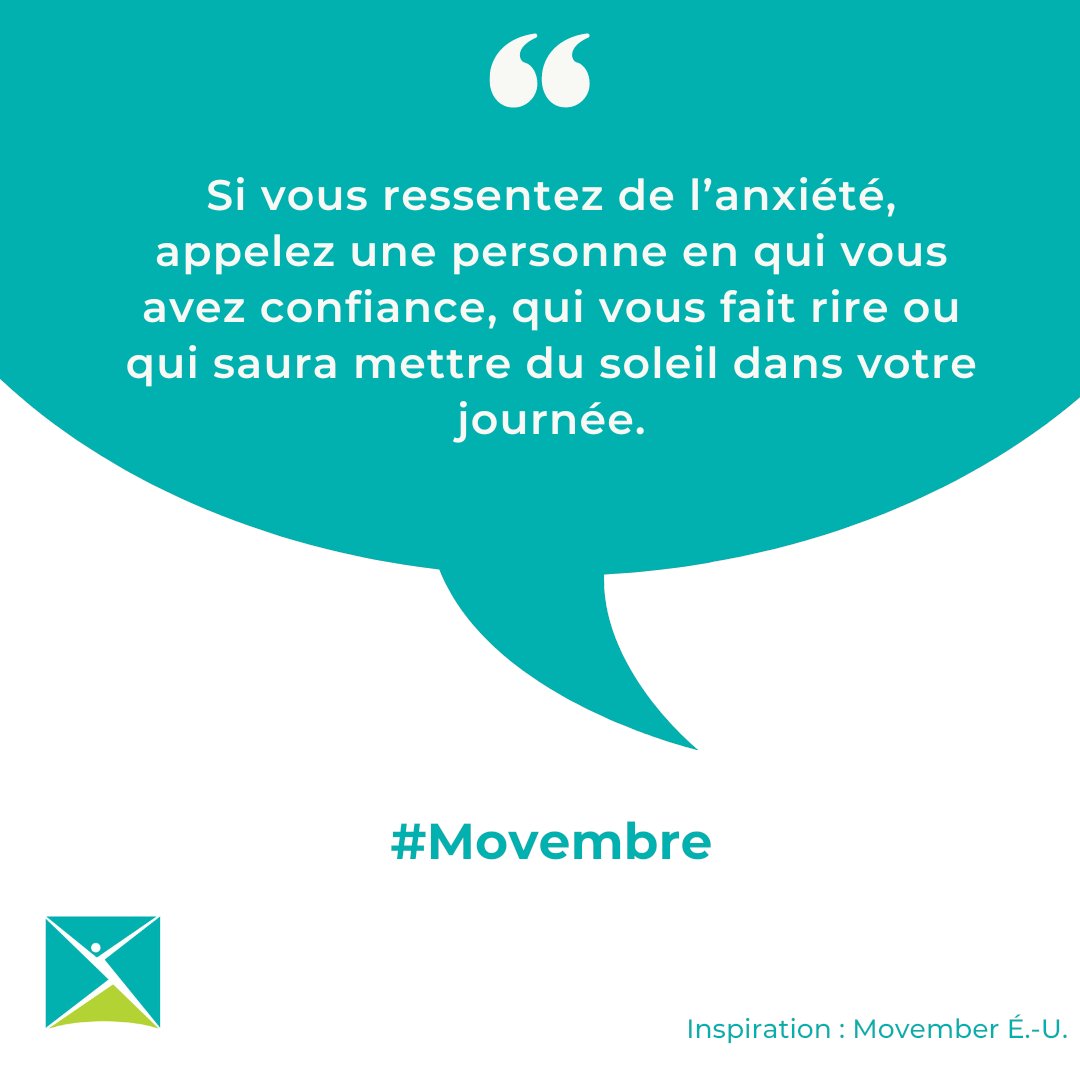 Novembre est le mois de sensibilisation à la #SantéMasculine, et ça inclut la #SantéMentale. 

Prenez soin de vous et allez chercher du soutien quand vous vous sentez vulnérable. Vous avez le droit de demander de l’aide.

#Movembre #Movember #SantéMentaleDesHommes