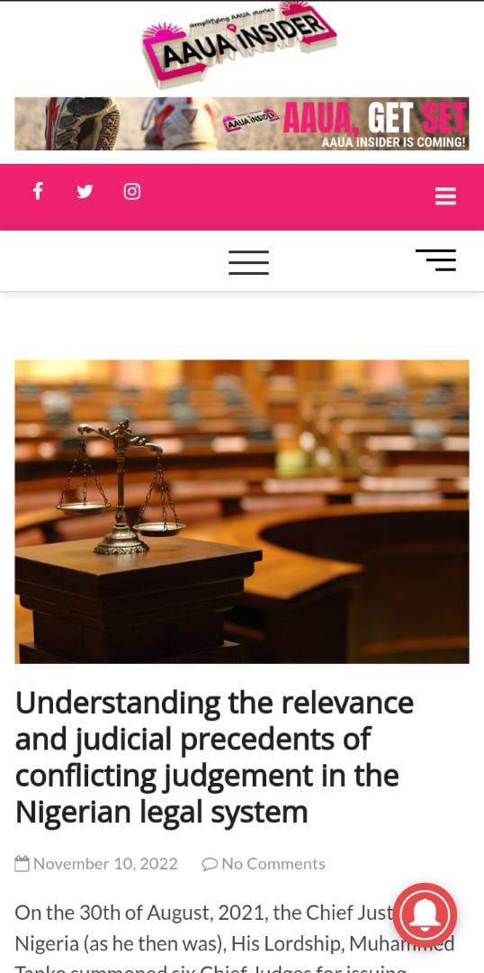 Understanding the relevance and judicial precedents of conflicting judgement in the Nigerian legal system
 aauainsider.com.ng/understanding-…
