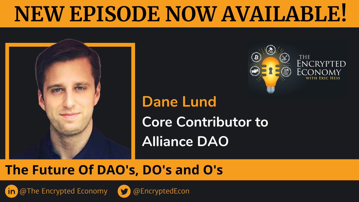NEW EPISODE NOW AVAILABLE!

This week's special guest: @lund_dane, Core Contributor to <a href="/alliancedao/">Alliance DAO</a> joins us to discuss...

THE FUTURE OF DAO's, DO's and Os

Tune in on your favorite #podcast app!
lnkd.in/eFkpZQgB

#DAOs #Web3 #Crypto #Blockchain #Decentralization