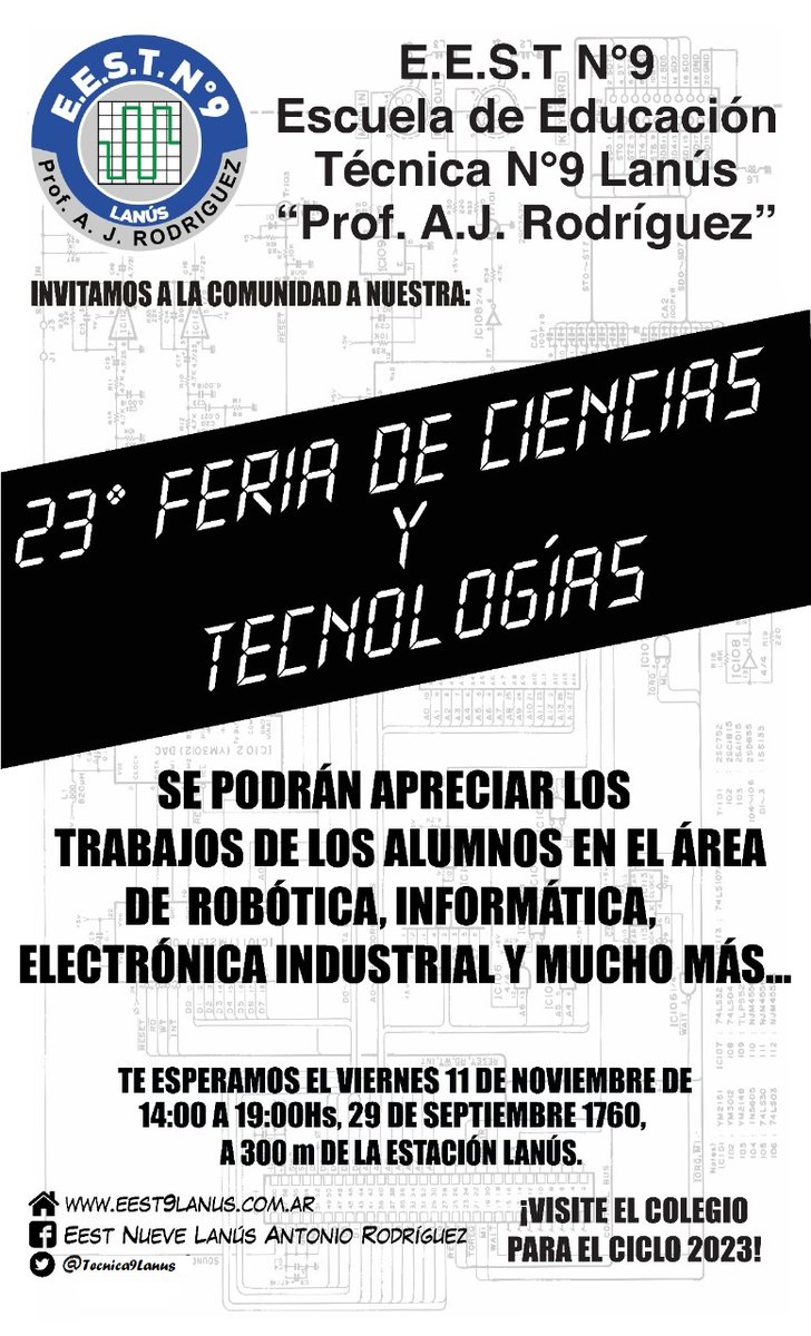 Tecnica9Lanus's tweet photo. Los/as esperamos mañana a nuestra feria de ciencias N° 23 https://t.co/JTsj4bxzSh