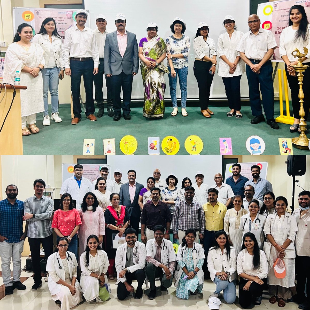 deepti_pramod's tweet photo. #Testmatchinrheumatology concludes ! An academic extravaganza which ended on a high note ! From conceptualising the decor to conducting the quiz with @SriLakshmi_Sath , it was hands down one of the best days at BHRC ! Thank you @kansurkar and #MAPCON2022  #bharatirheumaclinic https://t.co/I4ZMRUoZN8