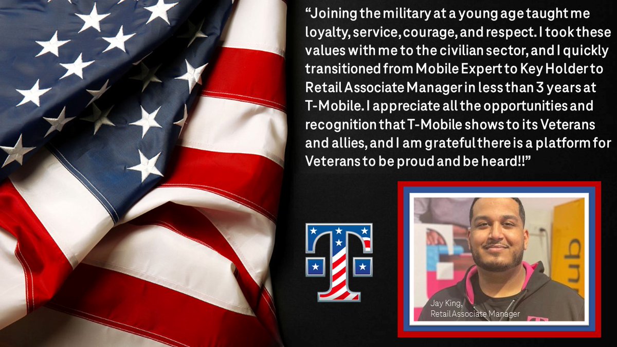 Let’s celebrate all those that have served. Thank you for your 12 years of service, Jay King! I can’t wait to see how your career will continue to flourish <a href="/TMobile/">T-Mobile</a>.   I hope you enjoy the Veterans Day parade and festivities in New York City! #VeteransDay
