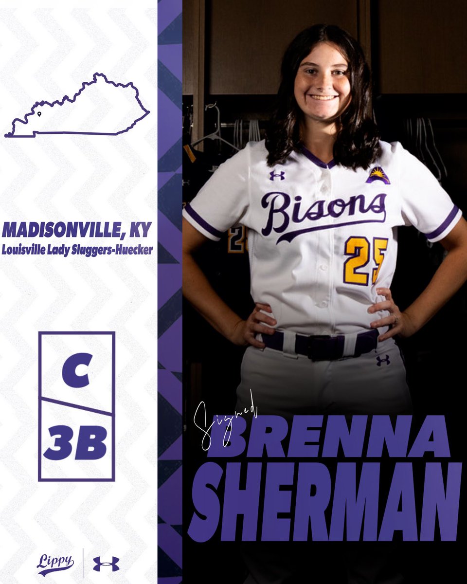 LipscombSB's tweet photo. Another new Bison has signed! Please help us welcome Brenna Sherman, a lockdown, athletic catcher from Madisonville North Hopkins High School &amp; @SluggersHuecker! 💜🦬

✍️: @ItsBrenna99 

#HornsUp🤘 #LUBS https://t.co/LSHc9ttFe5