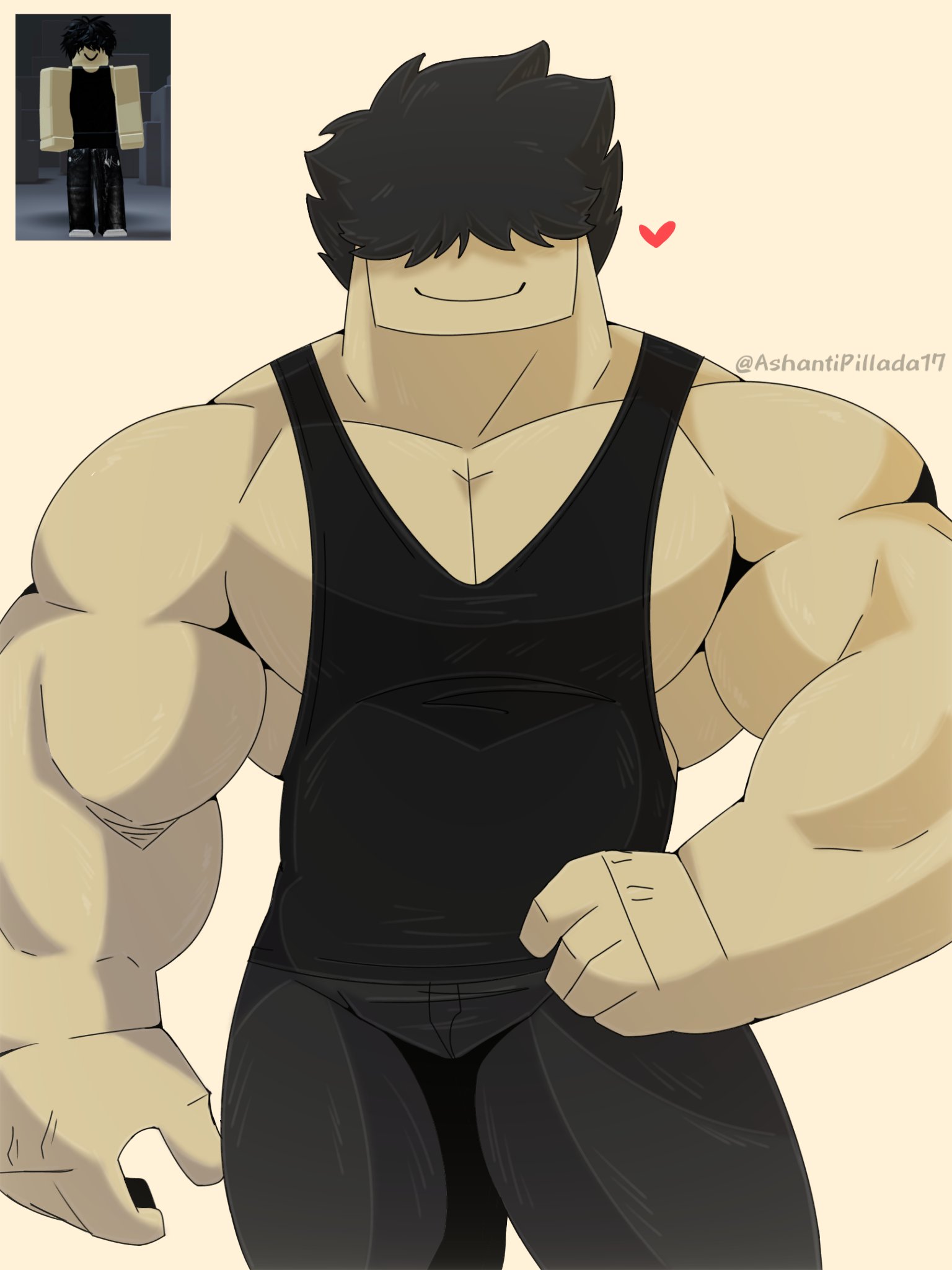 😍Abs- badboy🔥Slender Black muscle boy Anime - Roblox