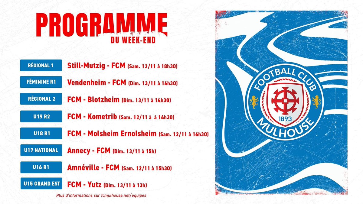📅 𝐂𝐚𝐥𝐞𝐧𝐝𝐫𝐢𝐞𝐫 𝐝𝐮 𝐖𝐞𝐞𝐤-𝐞𝐧𝐝

Découvrez les rencontres du week-end de nos différentes équipes ⚪🔵

➡️ Plus d'informations : bit.ly/leséquipes