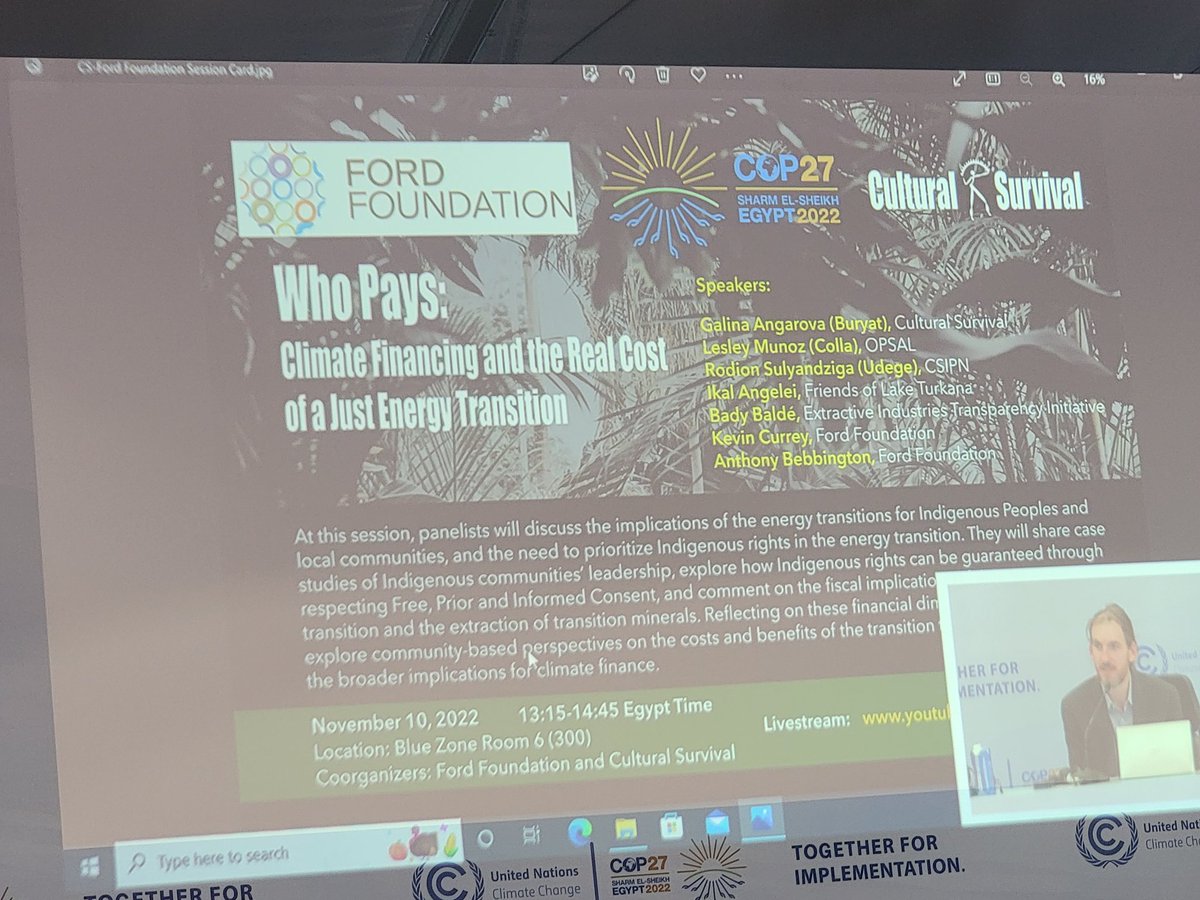 #FPIC  has always been under threat for #IndigenousPeoples and landowning communities. Companies pursing alternative energy solutions could be as ruthless and inimical to indigenous and community land rights as fossil fuel ones.  Justice must not be lost in the transition.#COP27