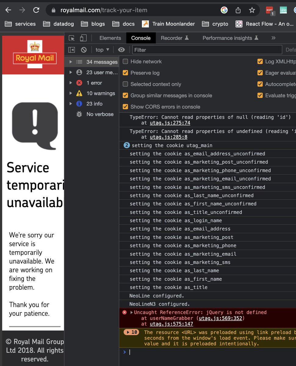 amlwwalker's tweet photo. hey @RoyalMail your intern didn't do the necessary tests before deploying! #jQuery #FrontEndDeveloper https://t.co/Lkim9qGgON