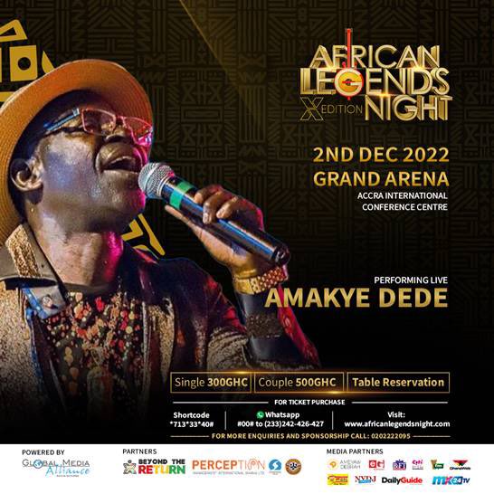 I’m going to be performing LIVE at this year’s #AfricanLegendsNight happening on the 2nd of December 2022 at the Grand Arena inside Accra International Conference Centre.

Dial *713*33*40# or visit africanlegendsnight.com to purchase your tickets now

#AfricanLegendsNight
