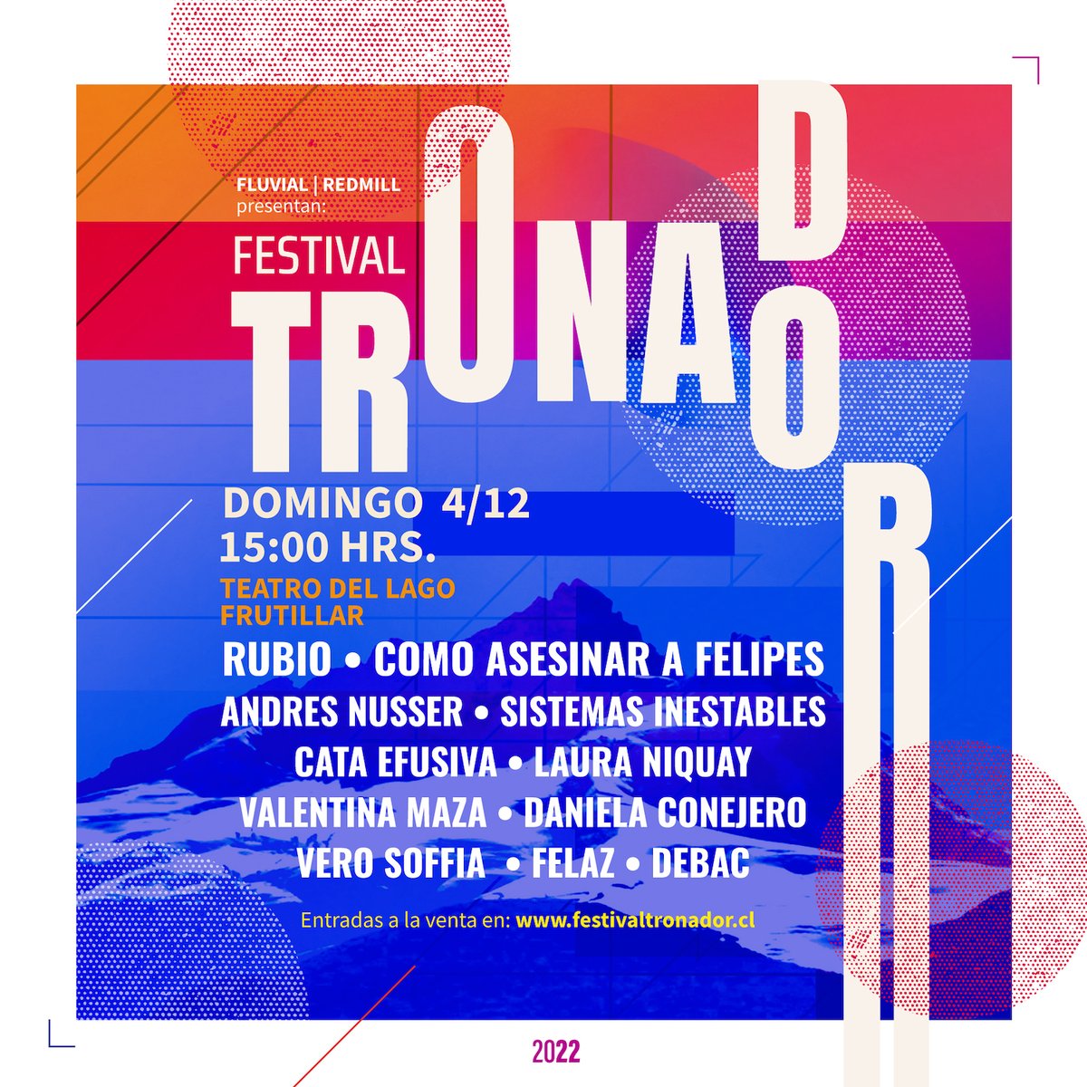 tronadorfest's tweet photo. ¡Sorpresa! Conoce el lineup de esta primera versión del Festival Tronador. 
El 4 de diciembre la cuenca del lago Llanquihue se llena de música independiente desde @teatrodellago https://t.co/E9XeVahM2L