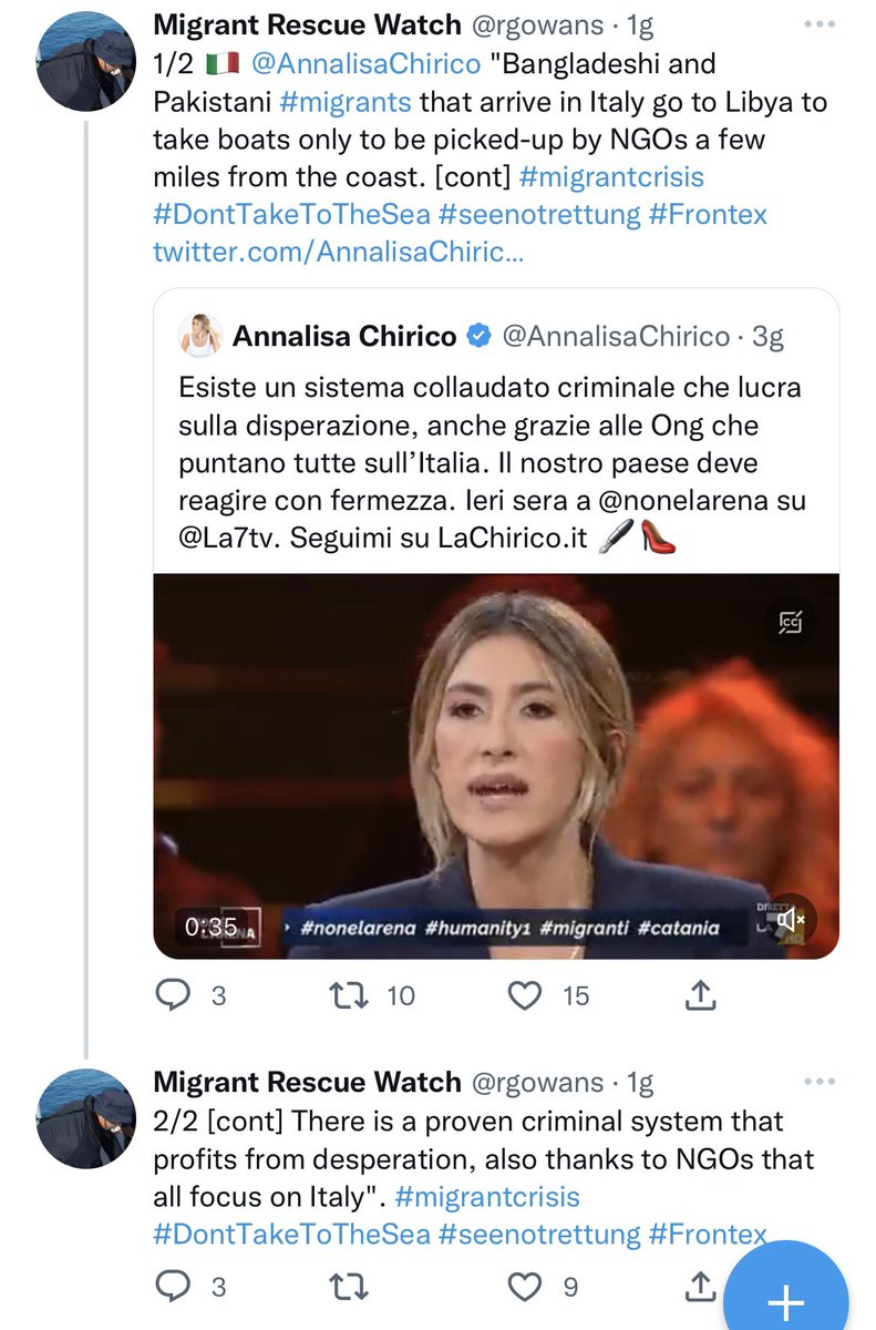 Il “portavoce della mafia libica” oggetto di indagine di diverse Procure <a href="/rgowans/">Migrant Rescue Watch</a> in questi giorni rilancia con insistenza gli attacchi alle ONG, che sono proprio ciò che disturba i #respingimenti su cui lucra la mafia libica. Così proprio lui conferma a chi giova togliere le ONG