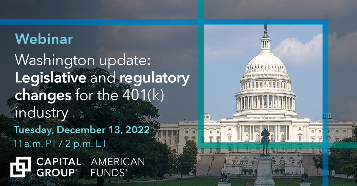 Get the latest from D.C. on legislation affecting #RetirementPlans. Tune into our yearly Washington/regulatory outlook to start preparing for 2023. bit.ly/3fNeMLD