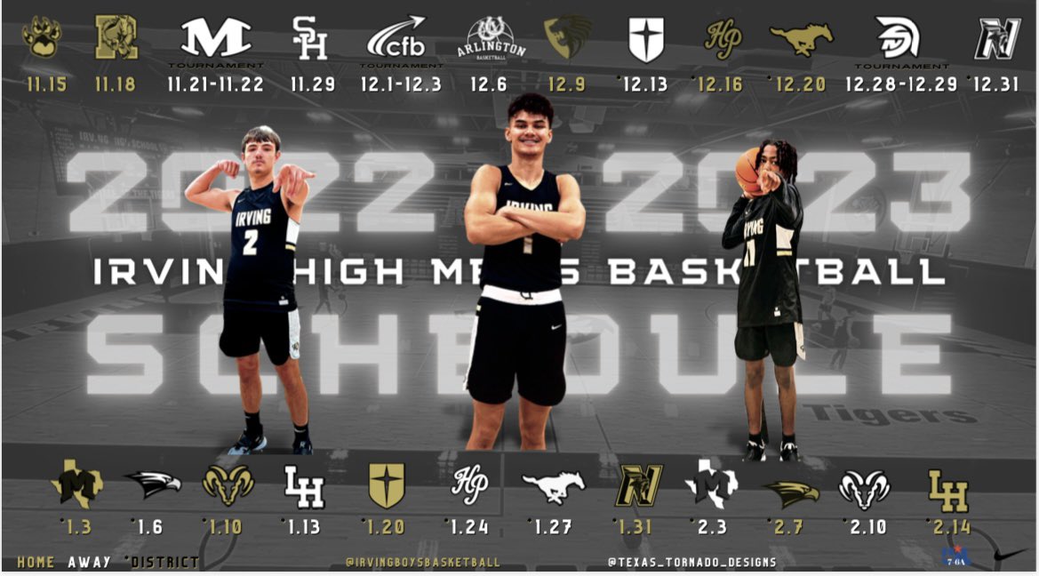 Thank you #TexasTornadoDesigns for donating the graphic of our Varsity Schedule. #WeAreIrvingHigh @sambacker61 @IISDAthletics @IrvingHigh