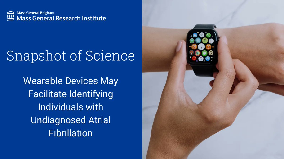 Mass General Brigham Research (@mgbresearchnews) on Twitter photo Researchers from <a href="/mghcvrc/">MGH Cardiovascular Research Center</a> <a href="/MGHbiostat/">MGH Biostatistics</a> and colleagues find wearable devices may facilitate identifying individuals with undiagnosed atrial fibrillation, in a <a href="/CircAHA/">Circulation</a> study. pubmed.ncbi.nlm.nih.gov/36148649/ Researchers from <a href="/mghcvrc/">MGH Cardiovascular Research Center</a> <a href="/MGHbiostat/">MGH Biostatistics</a> and colleagues find wearable devices may facilitate identifying individuals with undiagnosed atrial fibrillation, in a <a href="/CircAHA/">Circulation</a> study. pubmed.ncbi.nlm.nih.gov/36148649/