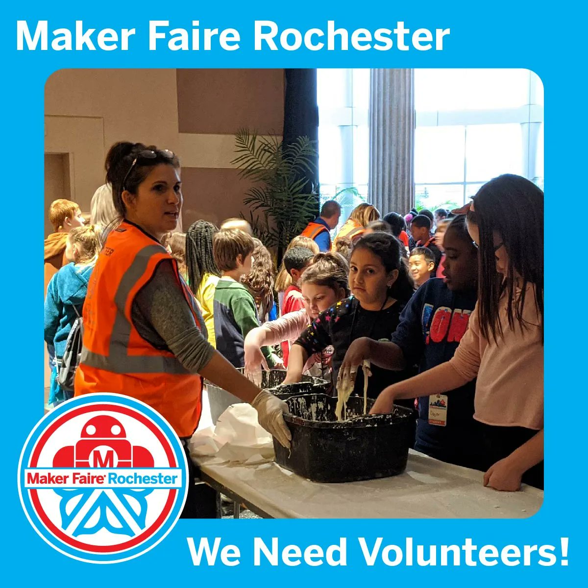 We're still on the lookout for volunteers to help out with Maker Faire Rochester 2022! You'll get free access to the event once your work is done! rochester.makerfaire.com/.../call-for-v…