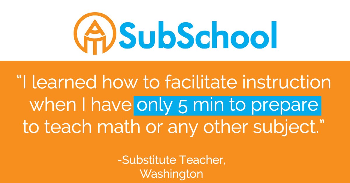BeSubstantial's tweet image. SubSchool is designed for the real world - subs need to step into the classroom with very little time to prepare.  #SubsDeserveRealPD

subschool.org