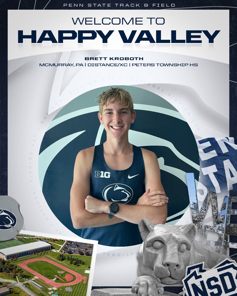 PennStateTFXC's tweet photo. 🔵⚪️ 𝒮𝒾𝑔𝓃𝑒𝒹⚪️🔵

Excited to have you at Penn State, @BrettKroboth!

#WeAre | #PSUTF | #PSUXC https://t.co/3zj3MPSSnN